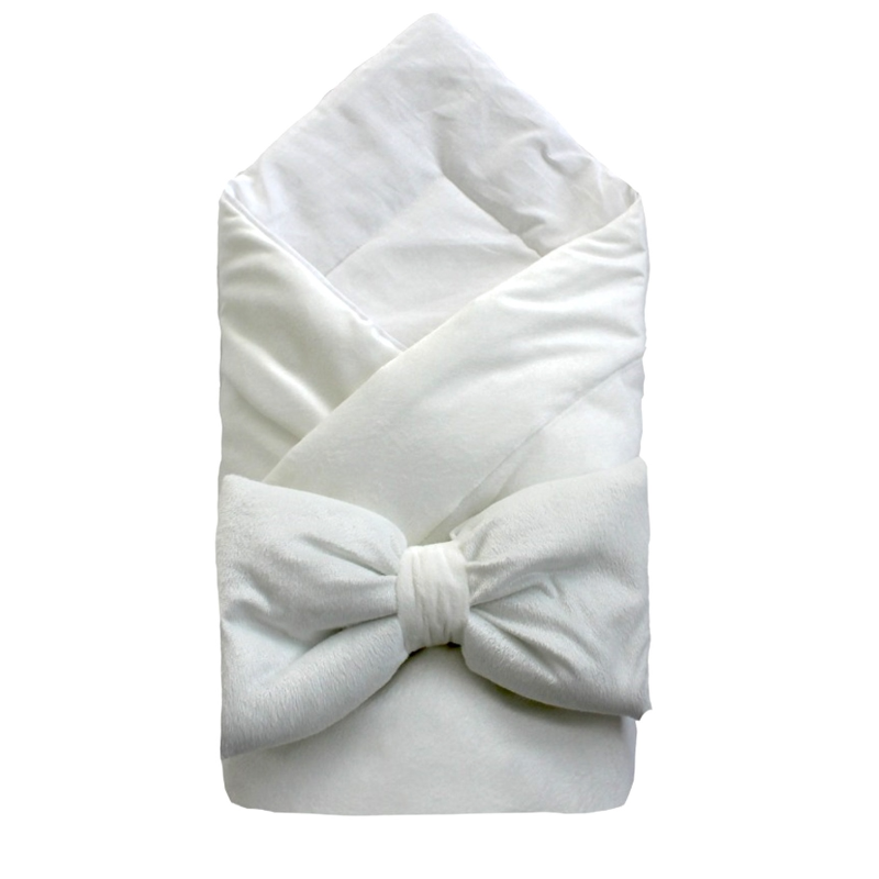 Одеяло на выписку «Белый жемчуг», 90, с бантом на резинке демисезонное молочный
