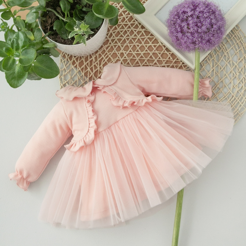 Платье с длинным рукавом "Грета", светло-розовый