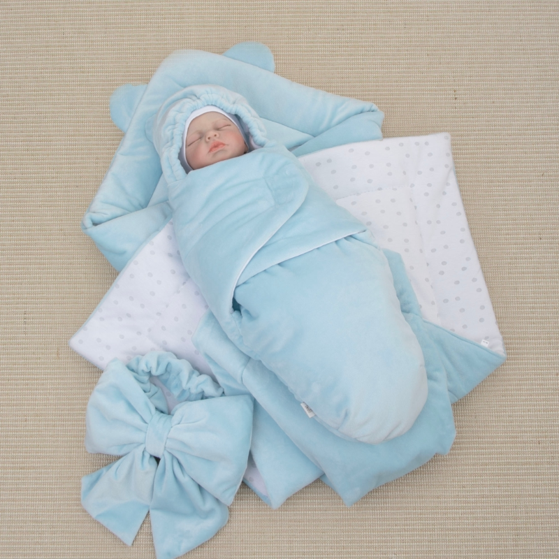 Комплект на выписку 5 предметов "Медвежонок", демисезонный, темно-голубой Комплект на выписку 5 предметов "Медвежонок", демисезонный, темно-голубой