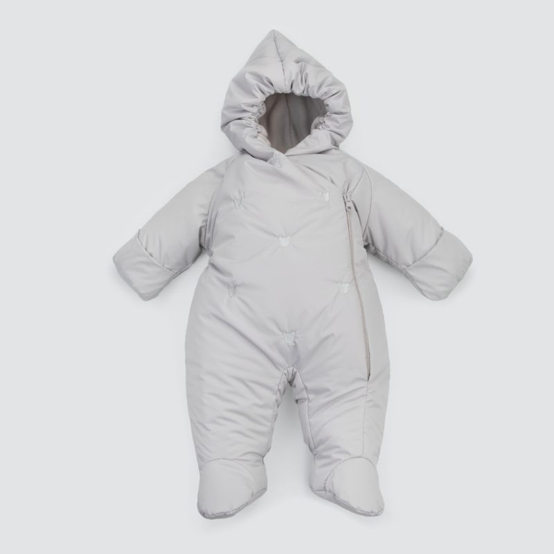 Комбинезон "Акварель.Вышивка Медвежонок" демисезонный,светло-серый Комбинезон "Акварель.Вышивка Медвежонок" демисезонный,светло-серый