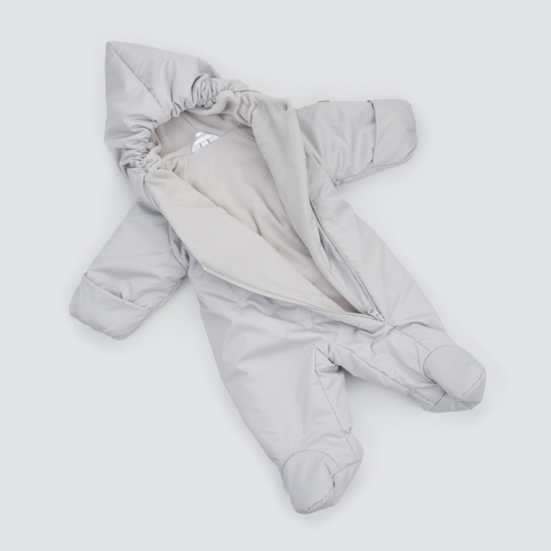 Комбинезон "Акварель.Вышивка Медвежонок" демисезонный,светло-серый Комбинезон "Акварель.Вышивка Медвежонок" демисезонный,светло-серый