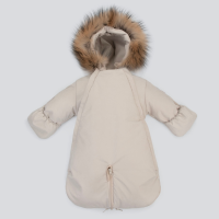 Комбинезон-трансформер "Новый Вельвет", с опушкой, с отворотами, 3 сезона, слоновая кость