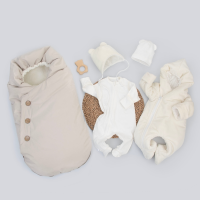 Комплект на выписку 5 предметов "Вельвет", зимний, слоновая кость