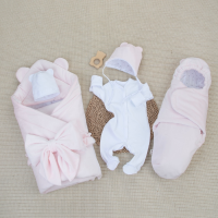 Комплект на выписку 6 предметов "Медвежонок", зимний, розовый