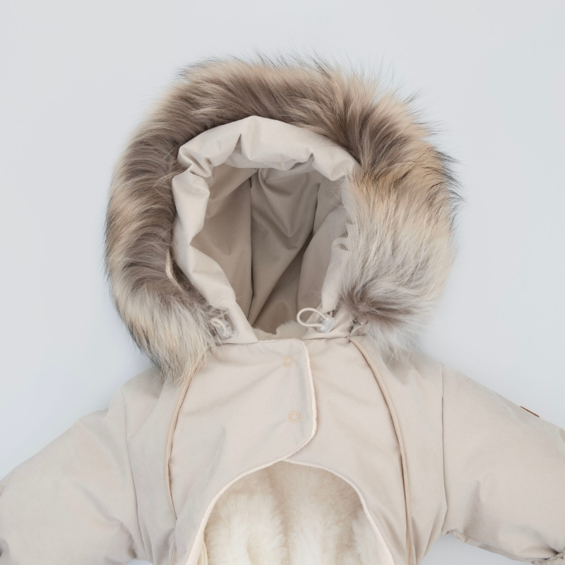 Комбинезон-трансформер "Новый Вельвет", с опушкой, с отворотами, 3 сезона, слоновая кость Комбинезон-трансформер "Новый Вельвет", с опушкой, с отворотами, 3 сезона, слоновая кость