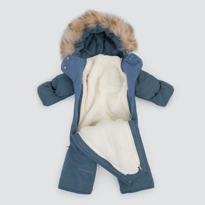 Комбинезон-трансформер "Новый Вельвет", с опушкой, с отворотами, 3 сезона, деним Комбинезон-трансформер "Новый Вельвет", с опушкой, с отворотами, 3 сезона, деним