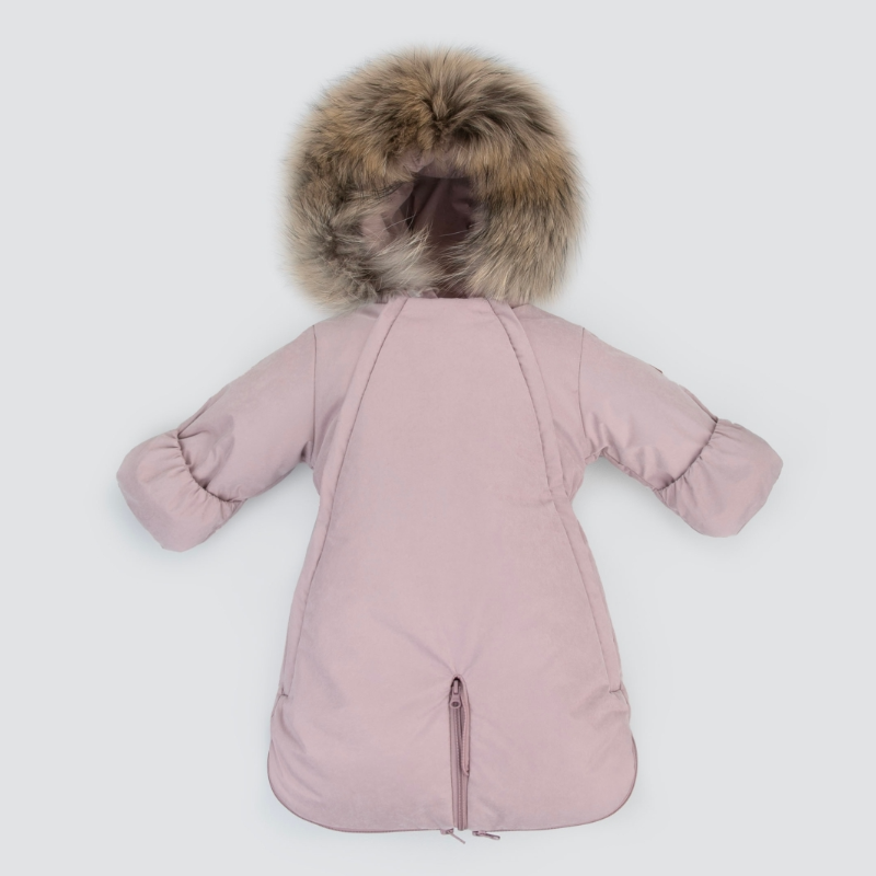 Комбинезон-трансформер "Новый Вельвет", с опушкой, с отворотами, 3 сезона, королевский розовый