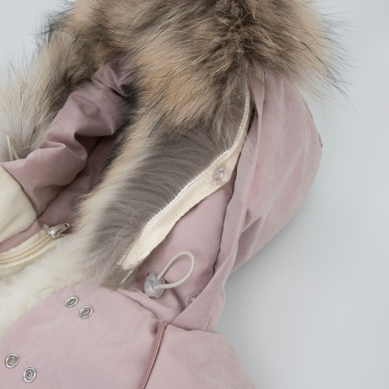 Комбинезон-трансформер "Новый Вельвет", с опушкой, с отворотами, 3 сезона, королевский розовый