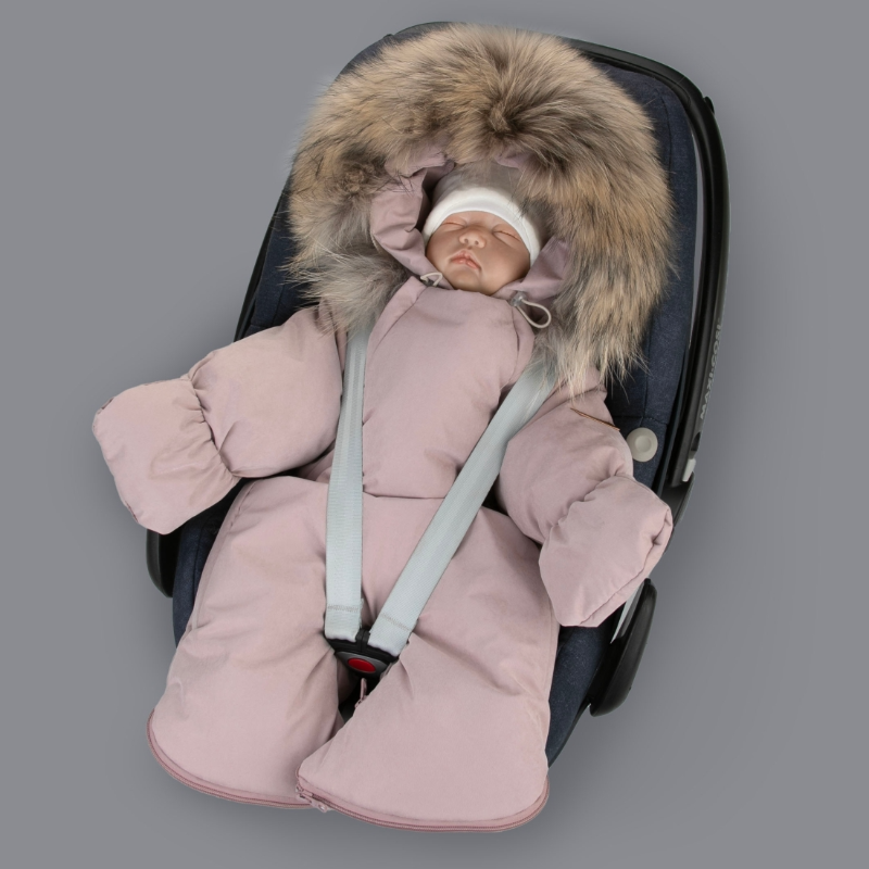 Комбинезон-трансформер "Новый Вельвет", с опушкой, с отворотами, 3 сезона, королевский розовый