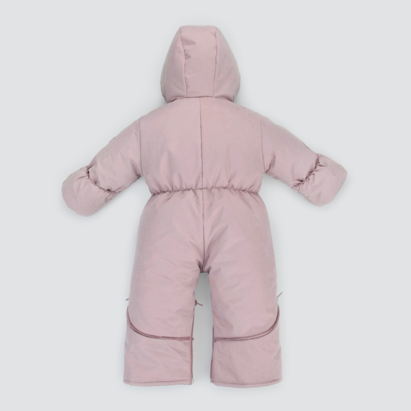 Комбинезон-трансформер "Новый Вельвет", с опушкой, с отворотами, 3 сезона, королевский розовый