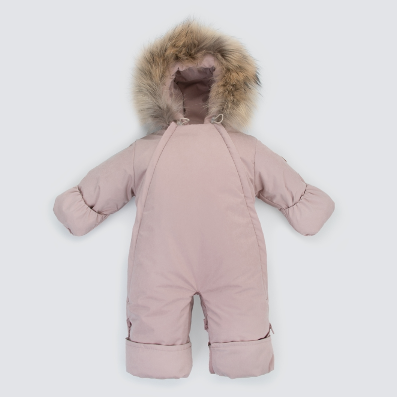 Комбинезон-трансформер "Новый Вельвет", с опушкой, с отворотами, 3 сезона, королевский розовый