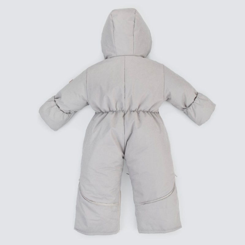 Комбинезон-трансформер "Новый Вельвет", с опушкой, с отворотами, 3 сезона, светло-серый