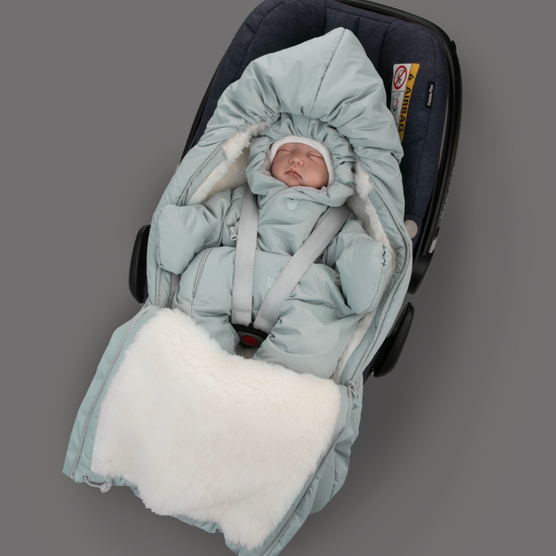 Комплект на выписку 5 предметов "Акварель.Вышивка Медвежонок", зимний, мята