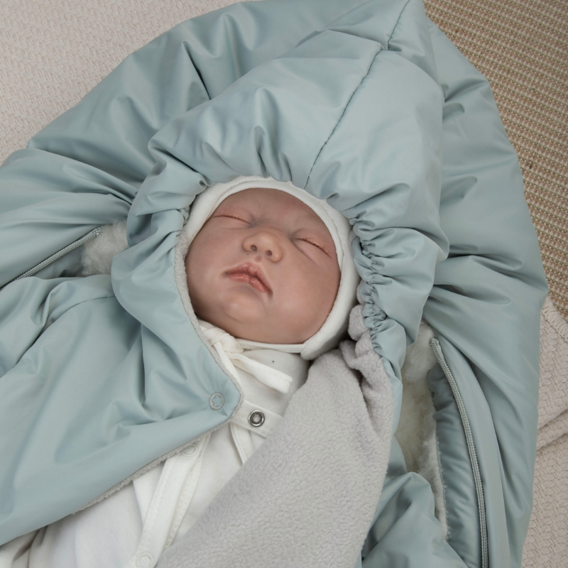 Комплект на выписку 5 предметов "Акварель.Вышивка Медвежонок", зимний, мята