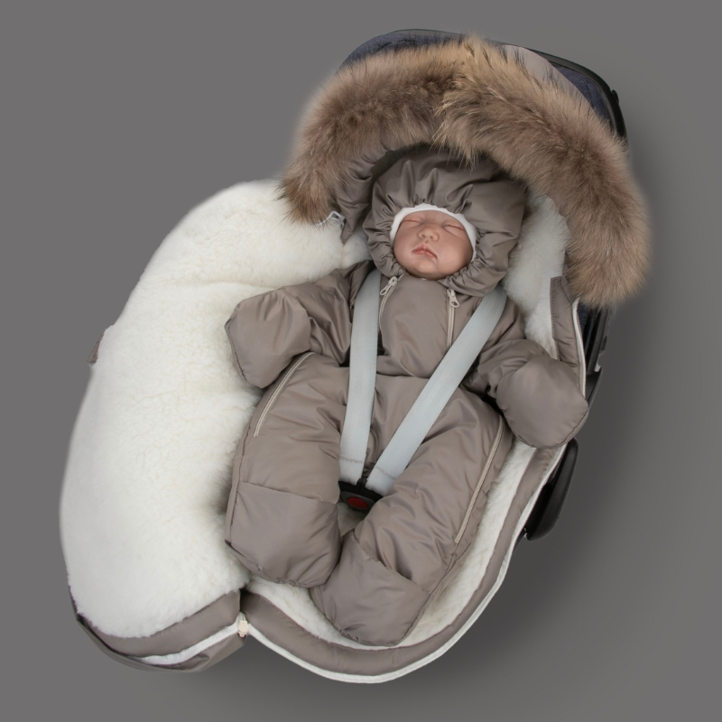 Комплект на выписку 5 предметов "Скандинавия", с опушкой, зимний, капучино Комплект на выписку 5 предметов "Скандинавия", с опушкой, зимний, капучино