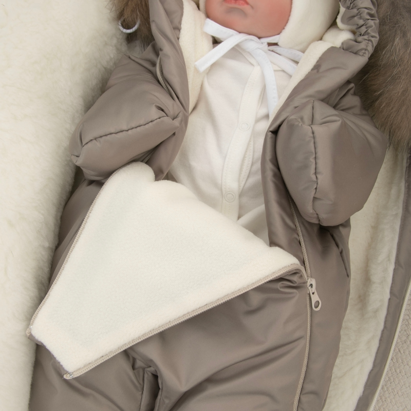 Комплект на выписку 5 предметов "Скандинавия", с опушкой, зимний, капучино Комплект на выписку 5 предметов "Скандинавия", с опушкой, зимний, капучино