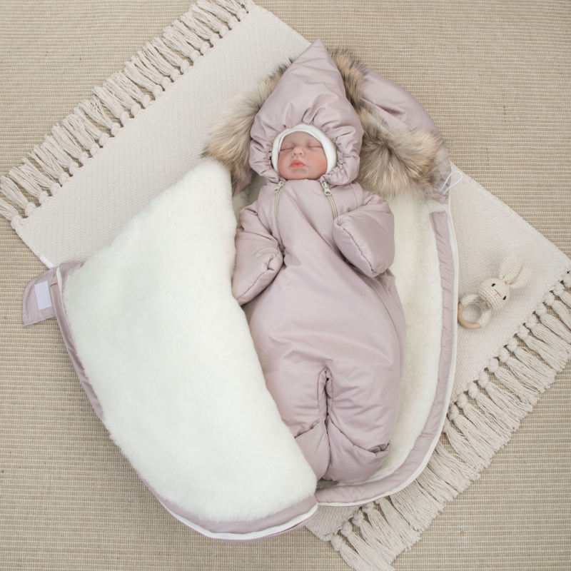 Комплект на выписку 5 предметов "Скандинавия", с опушкой, зимний, какао Комплект на выписку 5 предметов "Скандинавия", с опушкой, зимний, какао