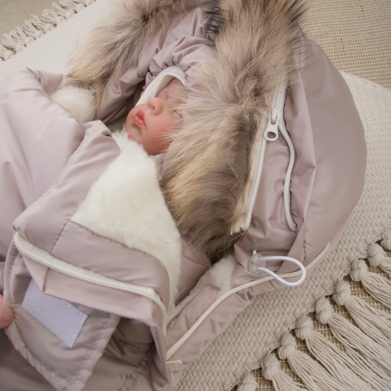 Комплект на выписку 5 предметов "Скандинавия", с опушкой, зимний, какао Комплект на выписку 5 предметов "Скандинавия", с опушкой, зимний, какао