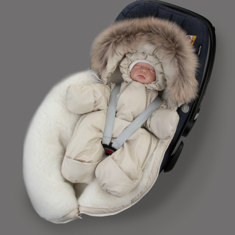 Комплект на выписку 5 предметов "Скандинавия", с опушкой, зимний, латте Комплект на выписку 5 предметов "Скандинавия", с опушкой, зимний, латте