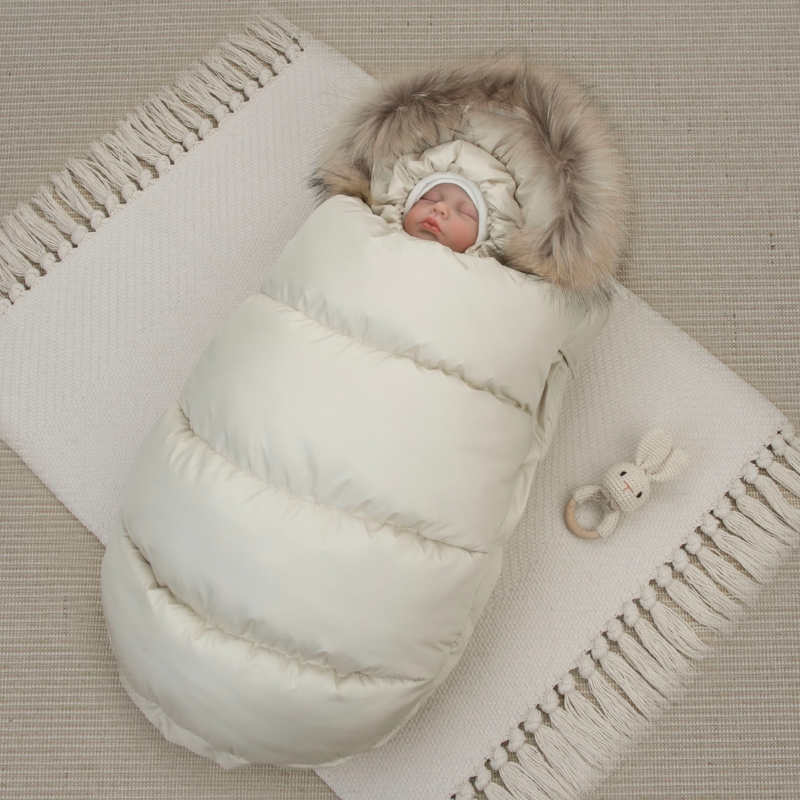 Комплект на выписку 5 предметов "Скандинавия", с опушкой, зимний, латте Комплект на выписку 5 предметов "Скандинавия", с опушкой, зимний, латте