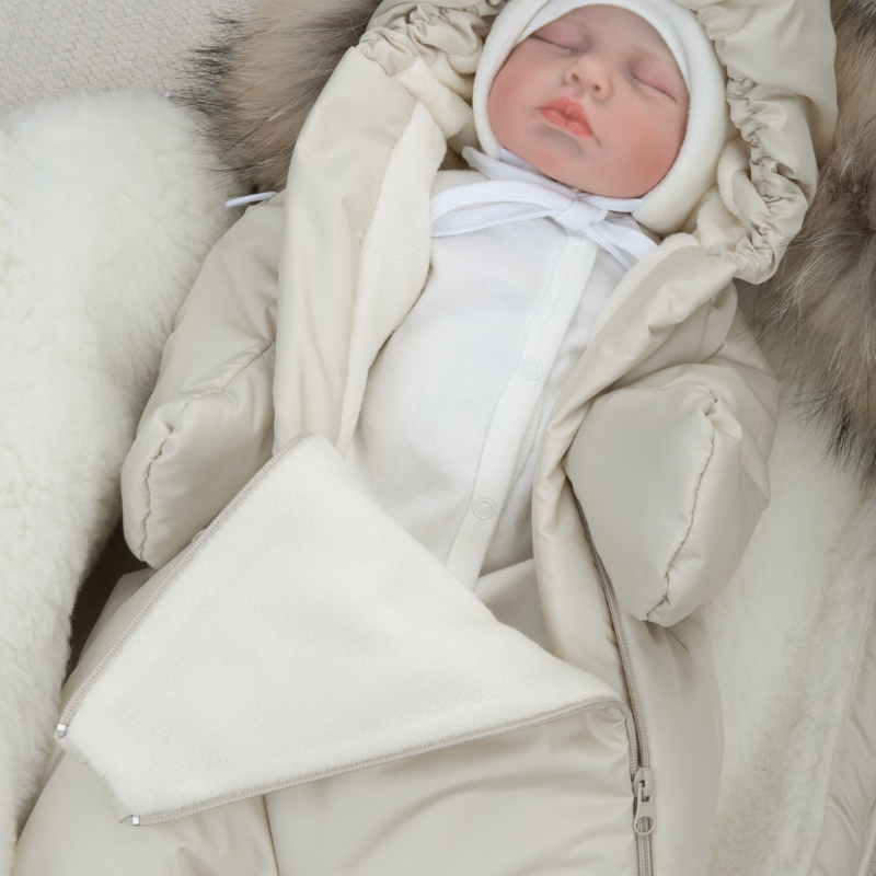 Комплект на выписку 5 предметов "Скандинавия", с опушкой, зимний, латте Комплект на выписку 5 предметов "Скандинавия", с опушкой, зимний, латте