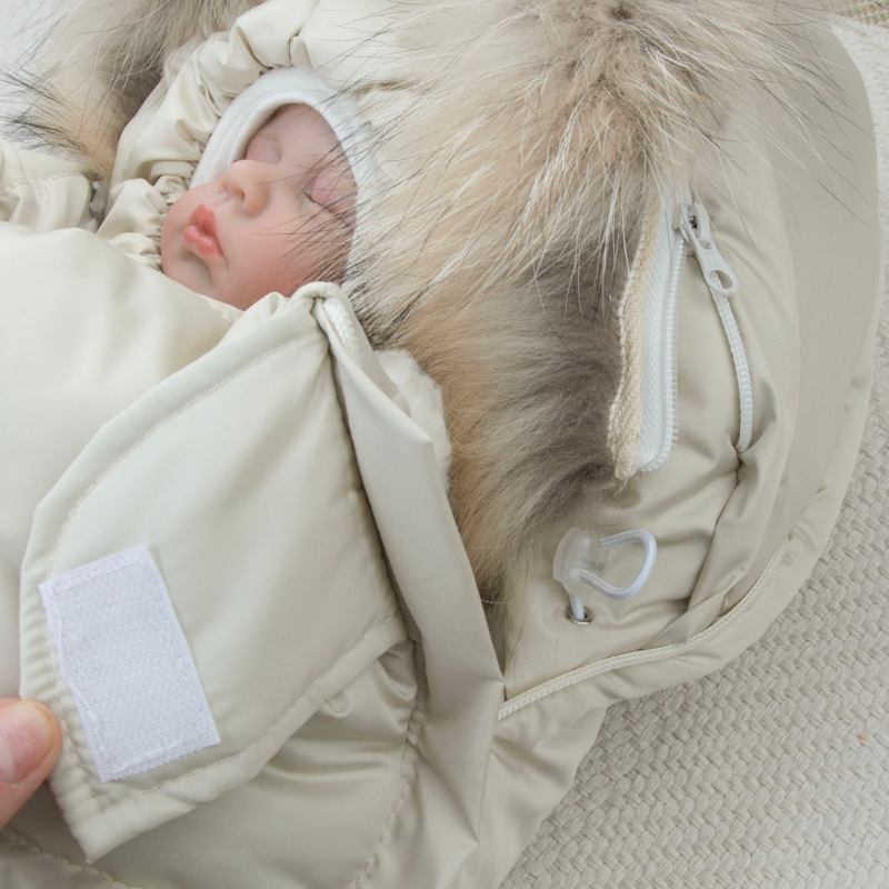 Комплект на выписку 5 предметов "Скандинавия", с опушкой, зимний, латте Комплект на выписку 5 предметов "Скандинавия", с опушкой, зимний, латте