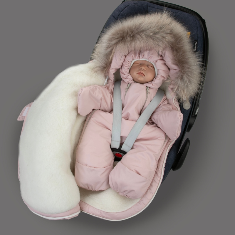 Комплект на выписку 5 предметов "Скандинавия", с опушкой, зимний, пудра Комплект на выписку 5 предметов "Скандинавия", с опушкой, зимний, пудра