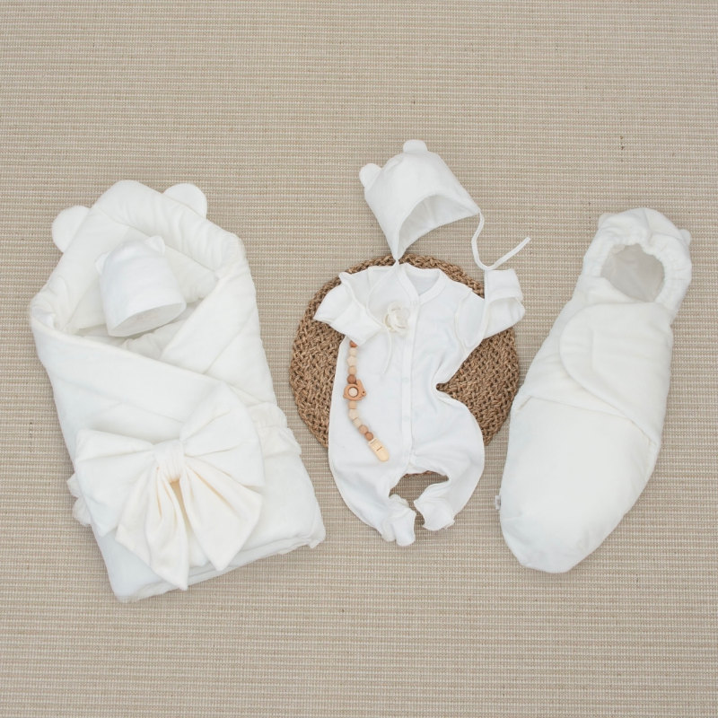 Комплект на выписку 6 предметов "Медвежонок", зимний, сахар