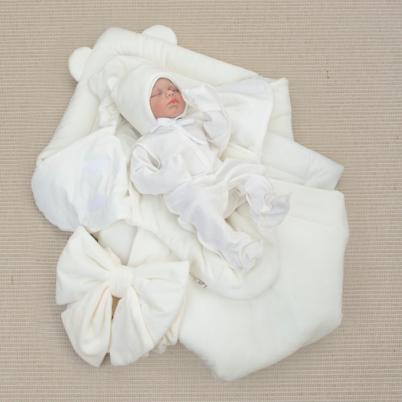 Комплект на выписку 6 предметов "Медвежонок", зимний, сахар