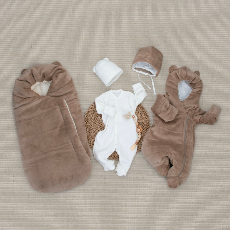 Комплект на выписку 5 предметов "Топтыжка", зимний, капучино Комплект на выписку 5 предметов "Топтыжка", зимний, капучино