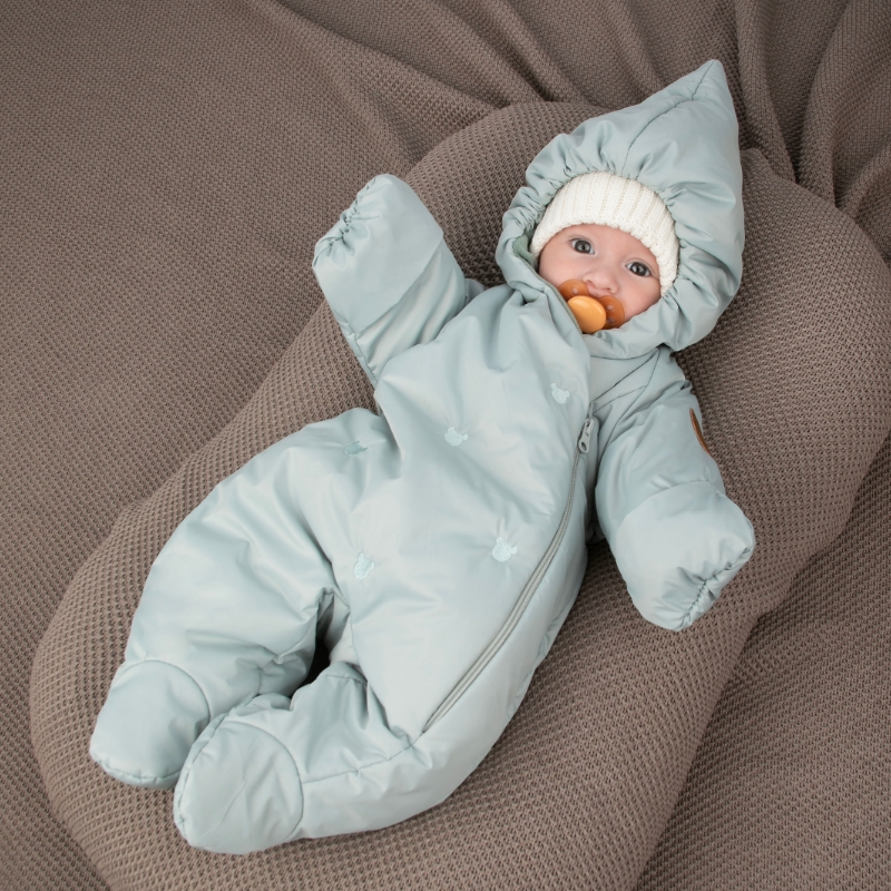 Комбинезон "Акварель.Вышивка Медвежонок" демисезонный, мята Комбинезон "Акварель.Вышивка Медвежонок" демисезонный, мята