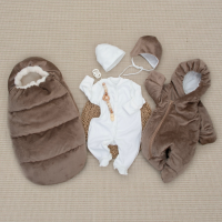 Комплект на выписку 5 предметов "Зефир Плюш", демисезонный, шоколад