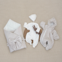 Комплект на выписку 5 предметов "Классика", демисезонный, жемчуг