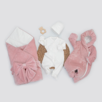 Комплект на выписку 5 предметов "Классика", демисезонный, пудра