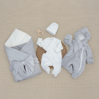 Комплект на выписку 5 предметов "Классика", демисезонный, серый