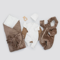 Комплект на выписку 5 предметов "Классика", демисезонный, шоколад