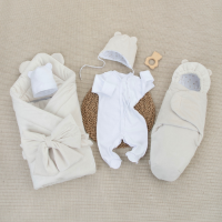 Комплект на выписку 6 предметов "Медвежонок", зимний, светло-бежевый