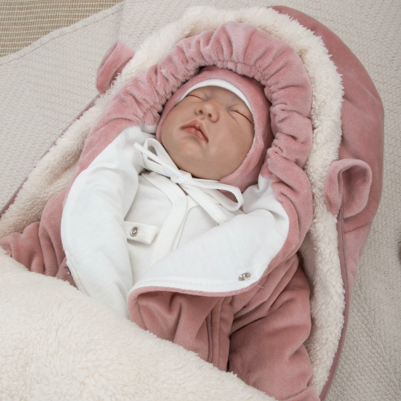 Комплект на выписку 5 предметов "Зефир Плюш", демисезонный, пудра