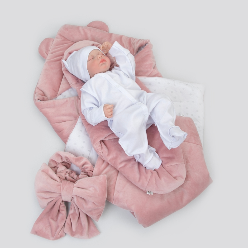 Комплект на выписку 5 предметов "Медвежонок", демисезонный, пудра