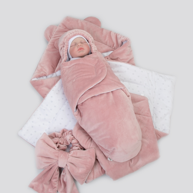 Комплект на выписку 5 предметов "Медвежонок", демисезонный, пудра