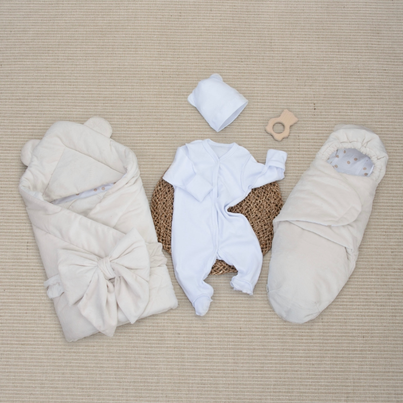 Комплект на выписку 5 предметов "Медвежонок", демисезонный, светло-бежевый Комплект на выписку 5 предметов "Медвежонок", демисезонный, светло-бежевый