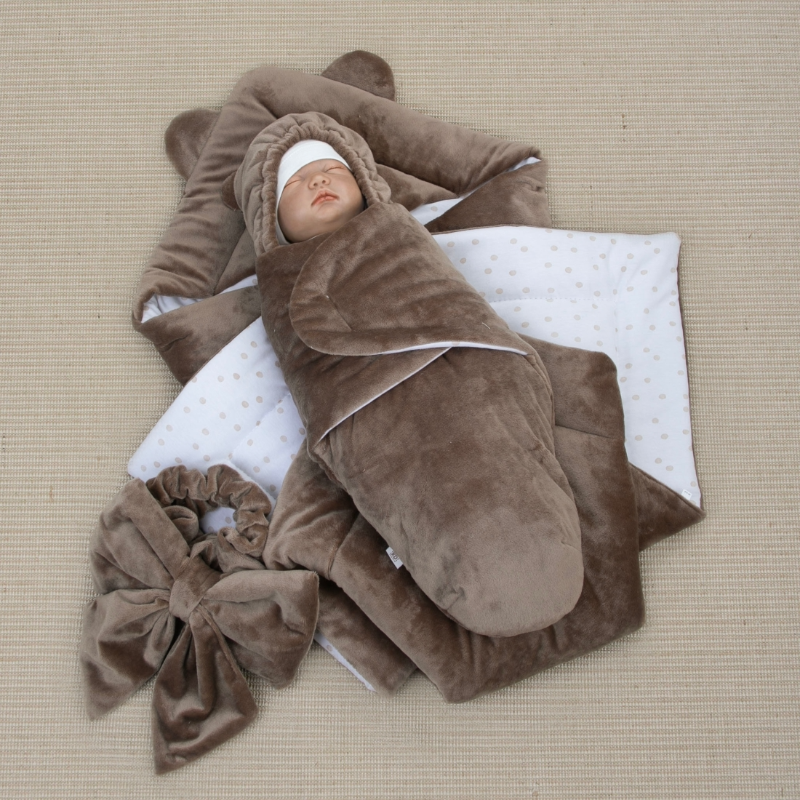 Комплект на выписку 5 предметов "Медвежонок", демисезонный, шоколад