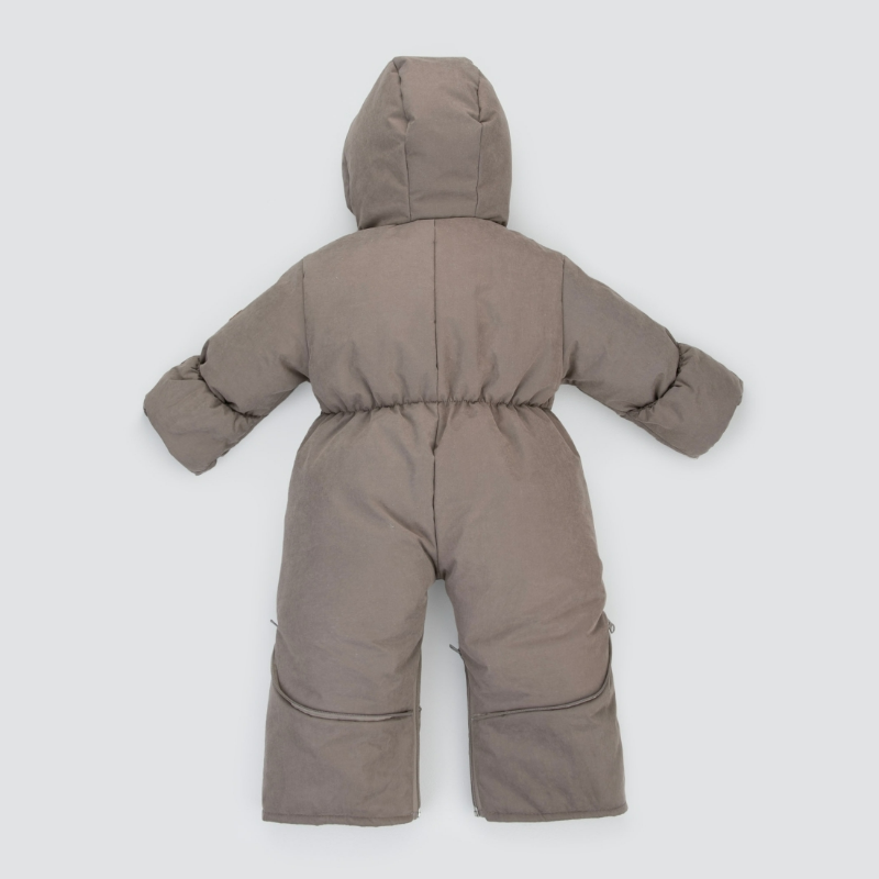 Комбинезон-трансформер "Новый Вельвет", с опушкой, с отворотами, 3 сезона, капучино