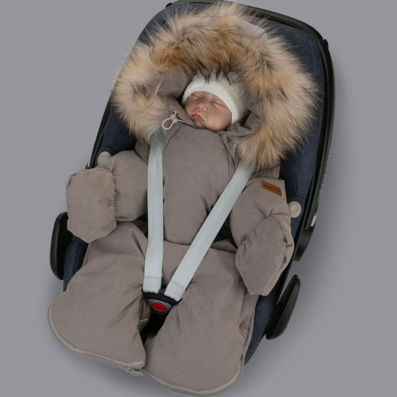 Комбинезон-трансформер "Новый Вельвет", с опушкой, с отворотами, 3 сезона, капучино