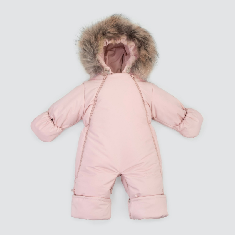 Комбинезон-трансформер "Пикколино", с опушкой, с отворотами, 3 сезона, розовая пудра