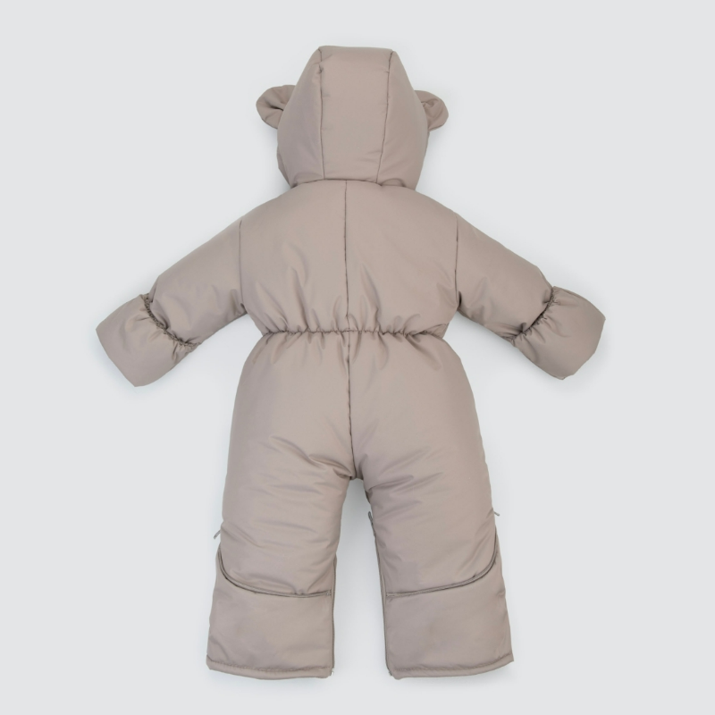 Комбинезон-трансформер "Пикколино", с опушкой, с отворотами, 3 сезона, капучино