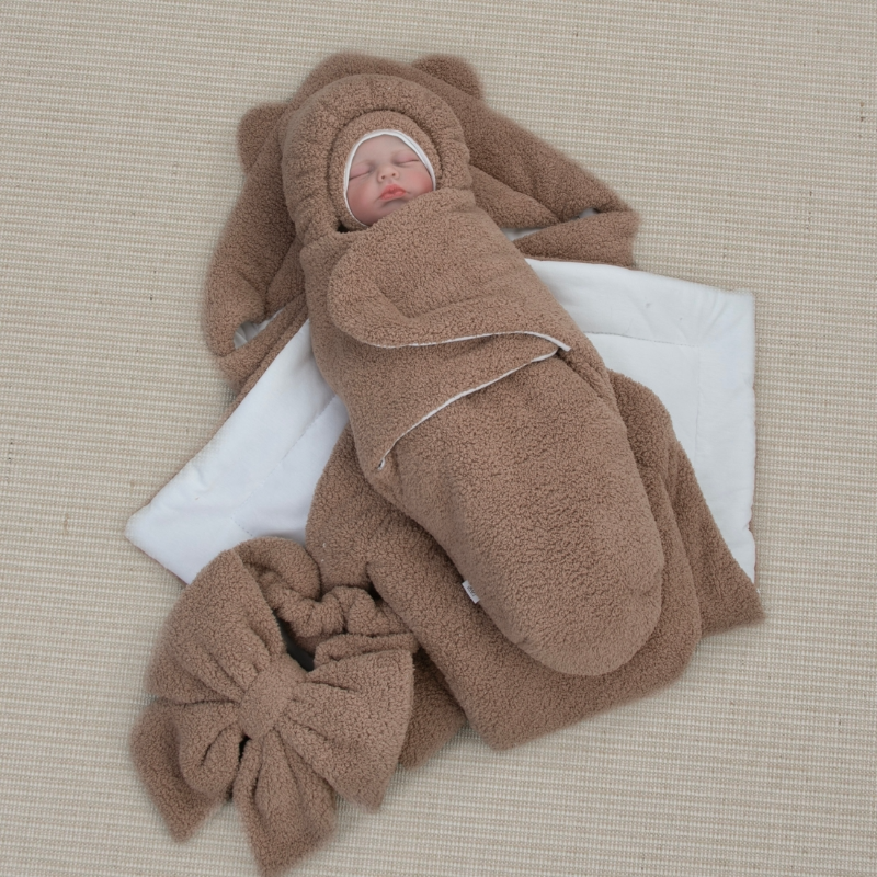 Комплект на выписку 6 предметов "Велсофт барашек", демисезонный, бежевый