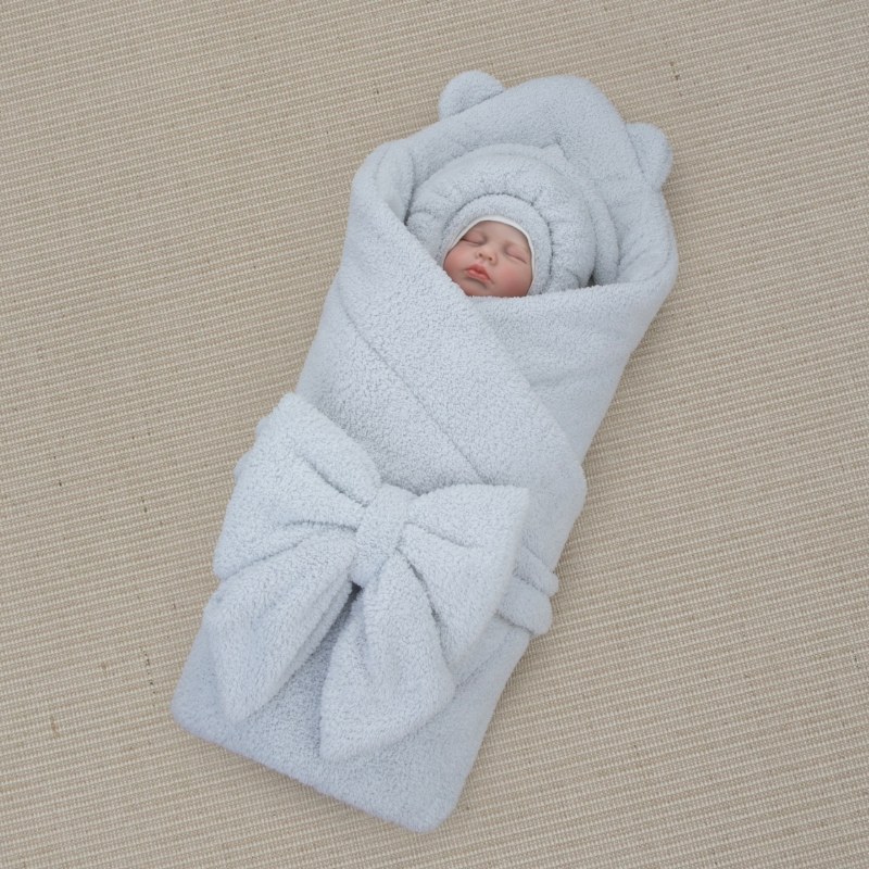 Комплект на выписку 6 предметов "Велсофт барашек", демисезонный, светло-серый Комплект на выписку 6 предметов "Велсофт барашек", демисезонный, светло-серый