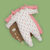 Комбинезон слип на молнии с рюшей "Тюльпанчики", 2 шт/уп