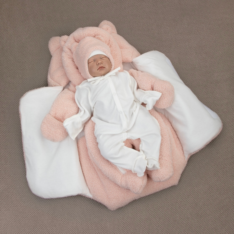 Комплект на выписку 5 предметов "Пушуня", демисезонный, пудра Комплект на выписку 5 предметов "Пушуня", демисезонный, пудра